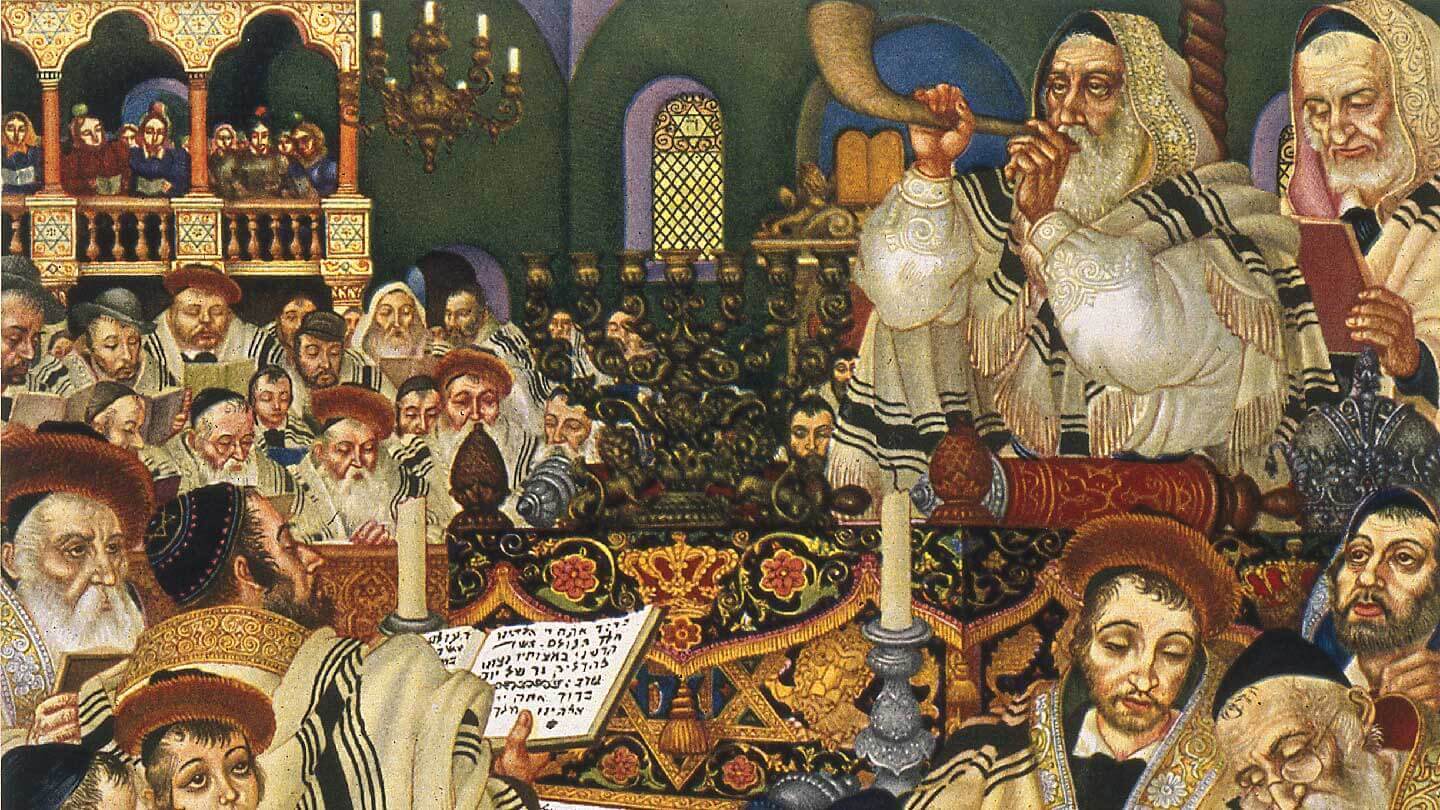 Arthur Szyk's illustration of Rosh Hashanah, from The Holiday Series: Six Paintings of Jewish Holidays, 1948
