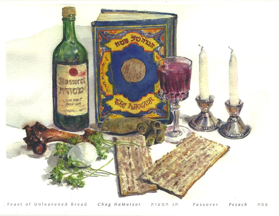 A Passover painting by the artist Martha Stern.